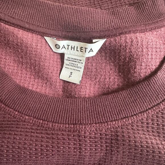 NEW Athleta Coaster Luxe Waffle Athleisure Sweatshirt Wine Plum Fall Outdoor - Picture 6 of 8